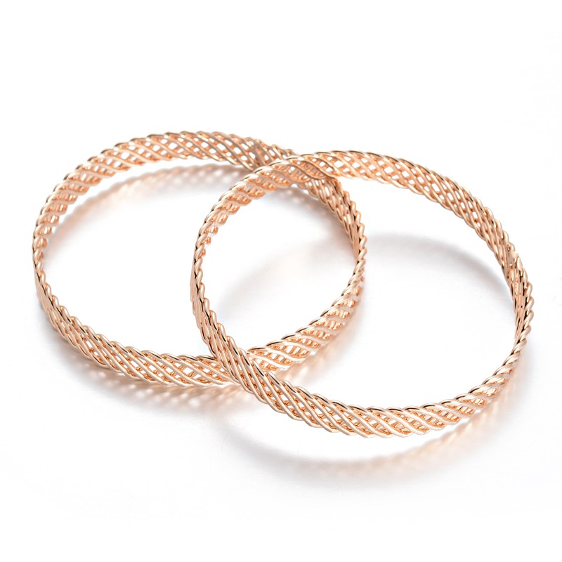 PandaHall Mesh Iron Wire Bangles, Light Gold, 66mm Iron