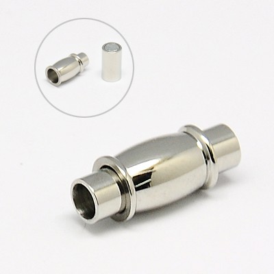 PandaHall 304 Stainless Steel Magnetic Clasps, Column with Barrel, 15x6mm, Hole: 3mm Stainless Steel Column
