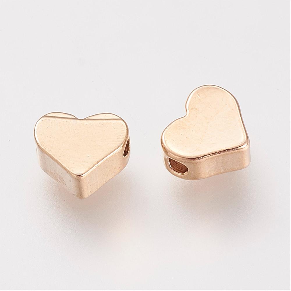 PandaHall Brass Beads, Real Gold Plated, Heart, Golden, 6x7x3mm, Hole: 1mm Brass Heart