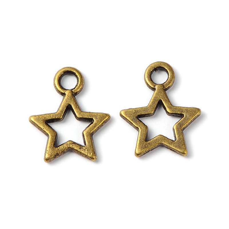 PandaHall Vintage Style Antique Bronze Tone Star Pendants, Lead Free, Nickel Free and Cadmium Free, 10mm wide, 12mm long, hole: 2mm Alloy...