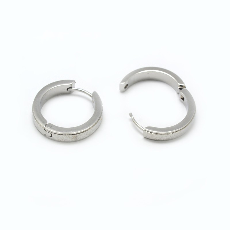 PandaHall 304 Stainless Steel Hoop Earrings, Stainless Steel Color, 19x19.5~20x4mm; Pin: 1mm Stainless Steel