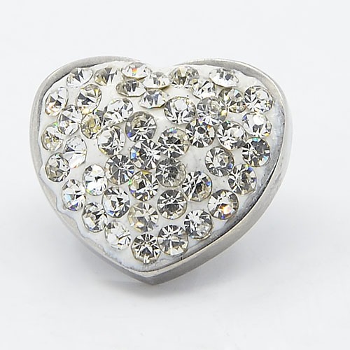 PandaHall 304 Stainless Steel Heart Slide Charms, with Polymer Clay Rhinestone, Stainless Steel Metal Color, Crystal, 15x17x12mm, Hole: 4mm...