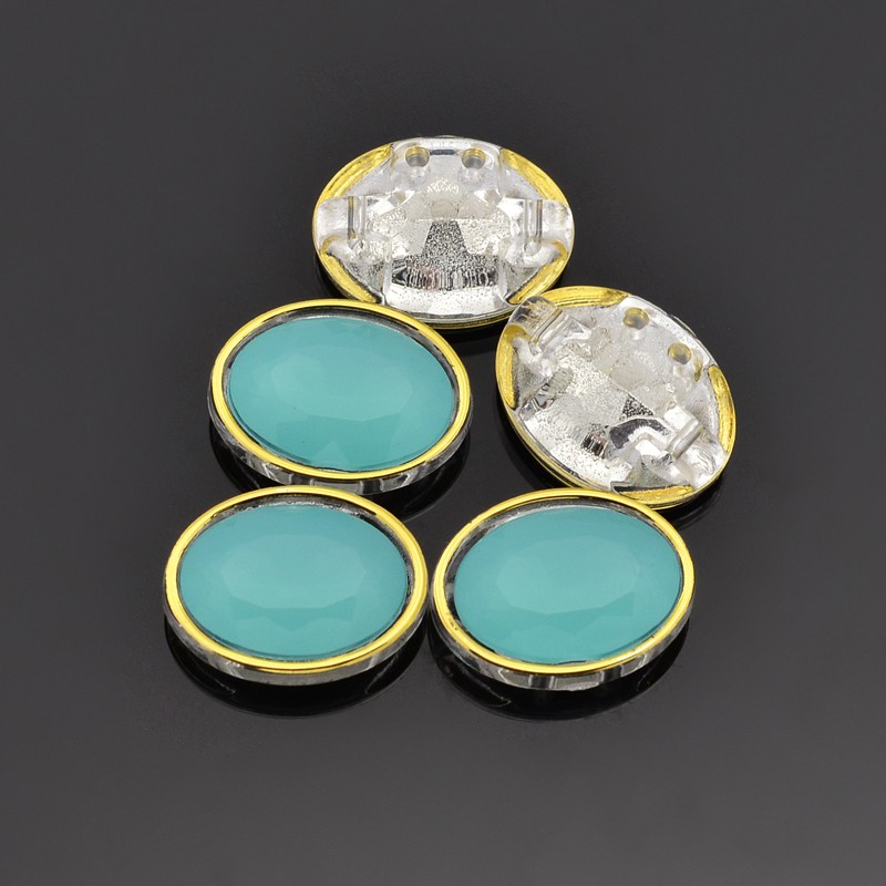 PandaHall Sew on Taiwan Acrylic, Garment Accessories, Faceted, Oval, MediumAquamarine, 10x8x5mm, Hole: 0.5mm Acrylic Oval Green