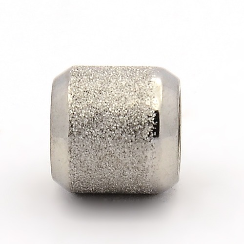 PandaHall Stainless Steel Stardust Beads, Large Hole Column Beads, Stainless Steel Color, 10x10mm, Hole: 6mm Stainless Steel Column