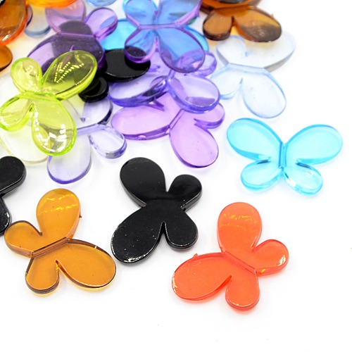 PandaHall Mixed Transparent Acrylic Beads, Butterfly, about 45mm long, 33mm wide, 7mm thick, hole: 3mm Acrylic Butterfly Multicolor
