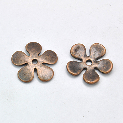 PandaHall Tibetan Style Bead Caps, Lead Free & Nickel Free & Cadmium Free, Flower, Red Copper Color, Size: about 21mm in diameter, 2.5mm...