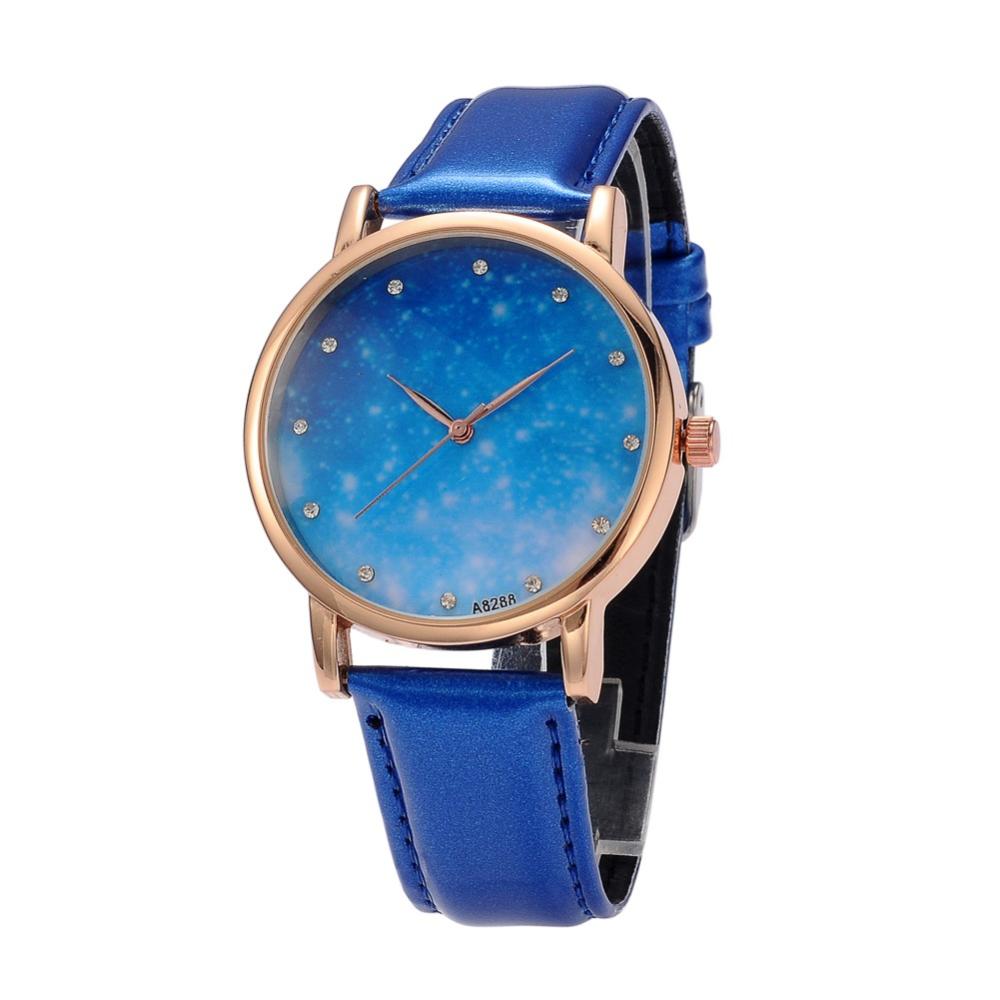 PandaHall Women's Stainless Steel Quartz Starry Sky Wrist Watches, with PU Leather Watchband, Blue, 240x18~20mm; Watch Head: 47x42x11mm;...