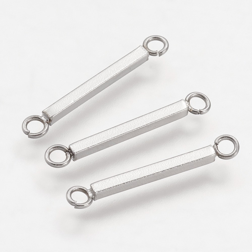 PandaHall 304 Stainless Steel Links, Cuboid, Stainless Steel Color, 20.5x1.5x1.5mm, Hole: 1.5mm Stainless Steel Cuboid