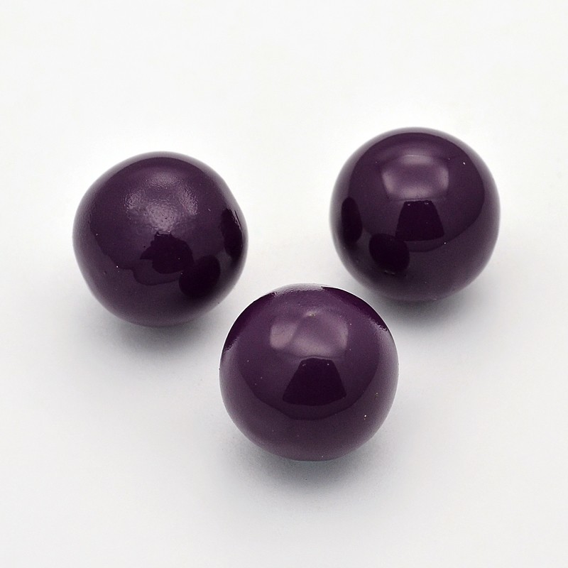 PandaHall No Hole Spray Painted Brass Round Ball Chime Beads, Fit Cage Pendants, Purple, 14mm Brass Round Purple