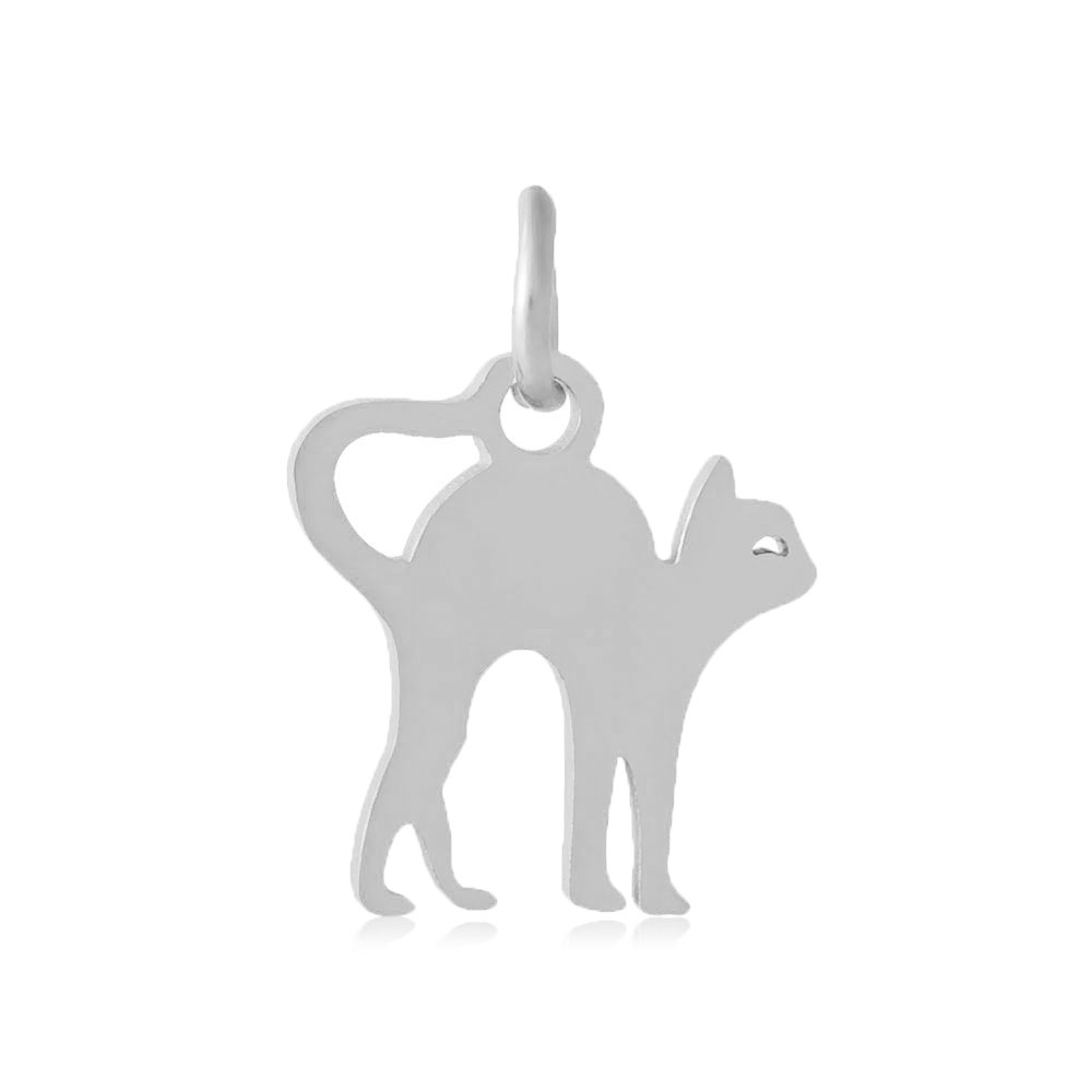 PandaHall 304 Stainless Steel Peandants, Cat, Stainless Steel Color, 12x12x1mm, Hole: 3mm Stainless Steel Cat