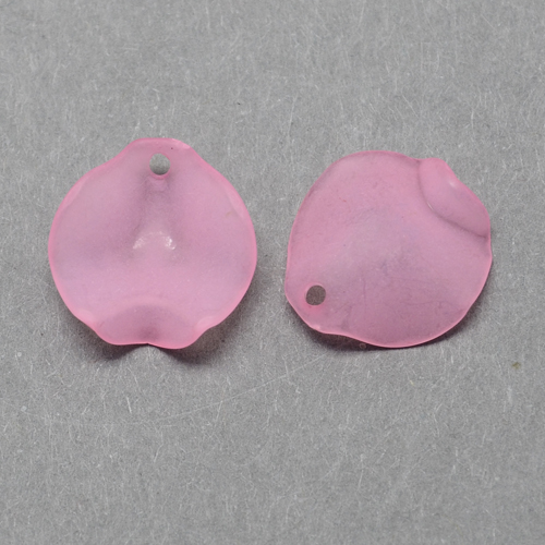 PandaHall Transparent Acrylic Pendants, Frosted Style, Petal, PearlPink, 15x15x4mm, Hole: 1.5mm; about 1985pcs/500g Acrylic Flower Pink