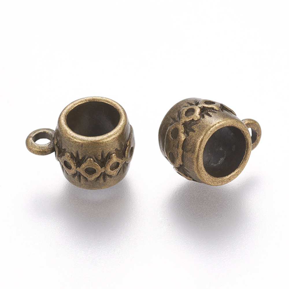 PandaHall Alloy Hanger Links, Bail Beads, Lead Free & Cadmium Free & Nickel Free, Barrel, Antique Bronze, about 15m long, 11mm wide, 10mm...