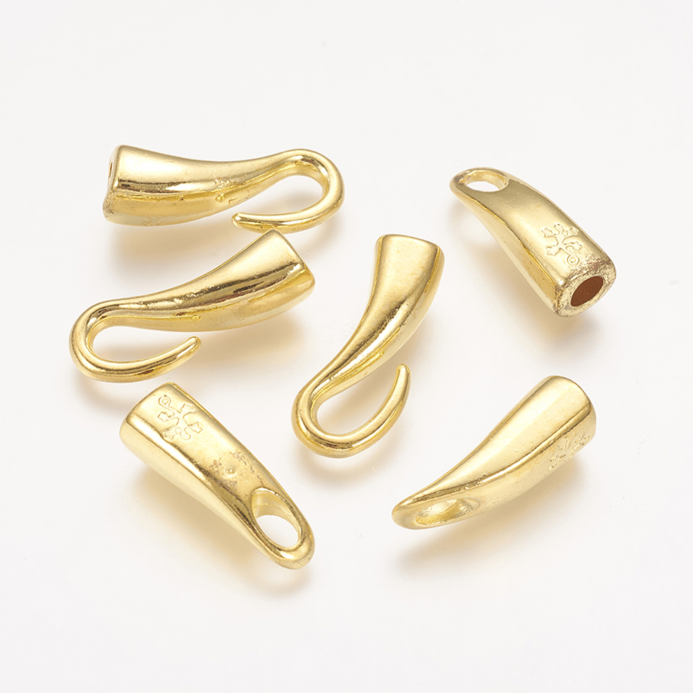 PandaHall Alloy Hook and Eye Clasps, Golden, 46x8x8mm, Hole: 4mm Alloy