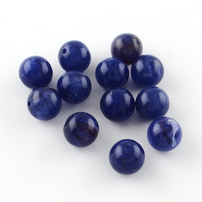 PandaHall Round Imitation Gemstone Acrylic Beads, MediumBlue, 12mm, Hole: 2mm Acrylic Round Blue