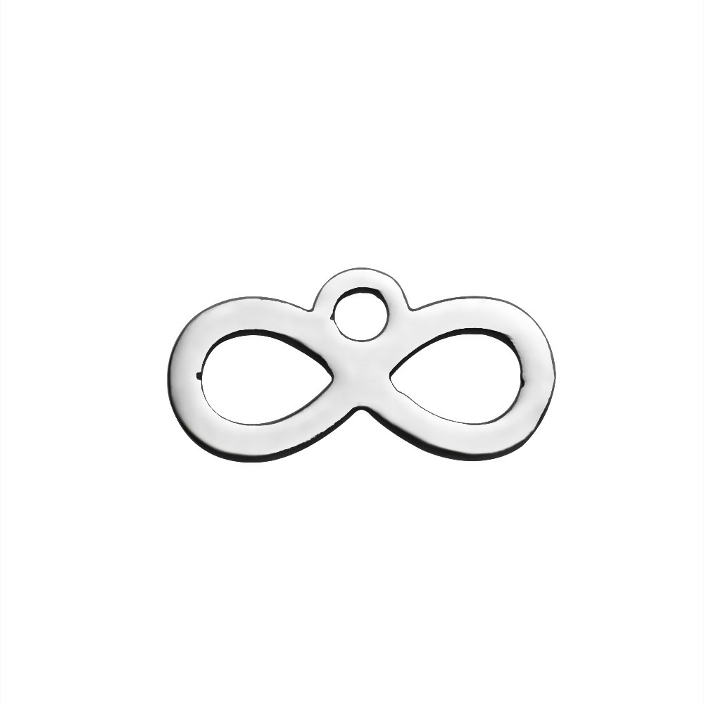 PandaHall 304 Stainless Steel Charms, Infinity, Stainless Steel Color, 6x12x1.2mm, Hole: 1.5mm Stainless Steel Infinity