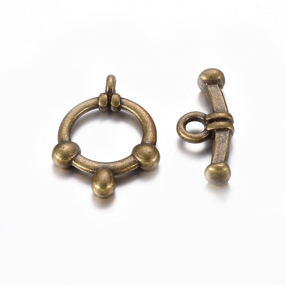 PandaHall Tibetan Style Toggle Clasps, Ring, Lead Free and Nickel Free and Cadmium Free, Antique Bronze, Ring: 20x5mm, Bar :4x18mm, Hole...