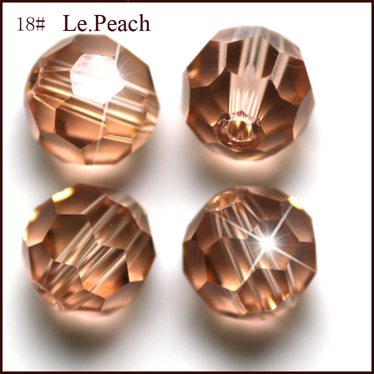 PandaHall Imitation Austrian Crystal Beads, Grade AAA, Faceted, Round, PeachPuff, 6mm, Hole: 1mm Glass Round Brown