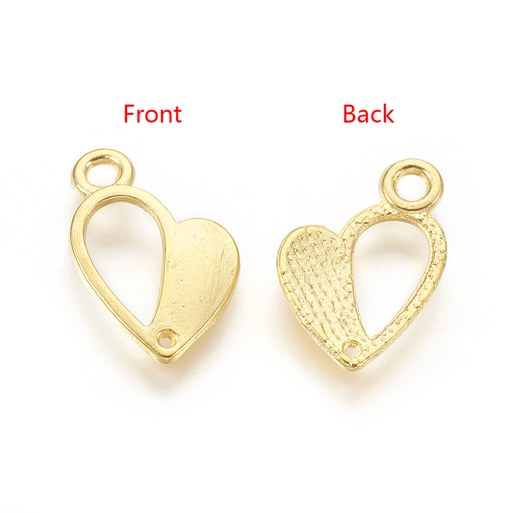 PandaHall Alloy Pendants, Heart, Golden, Lead Free and Cadmium Free, 17x10x1mm, Hole: 1mm Alloy Heart