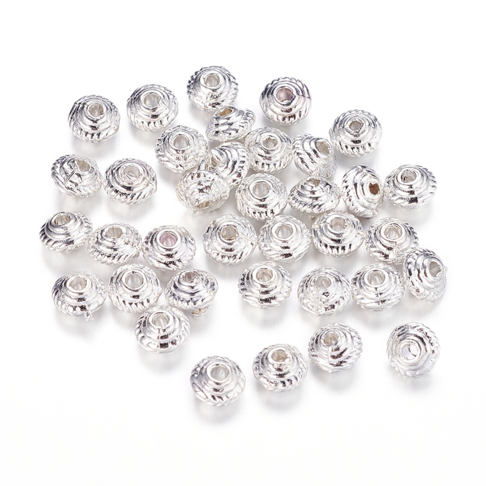 PandaHall Tibetan Silver Bead Spacers, Lead Free and Cadmium Free & Nickel Free, Bicone, Silver, 5x3mm, Hole: 1.5mm Alloy Bicone