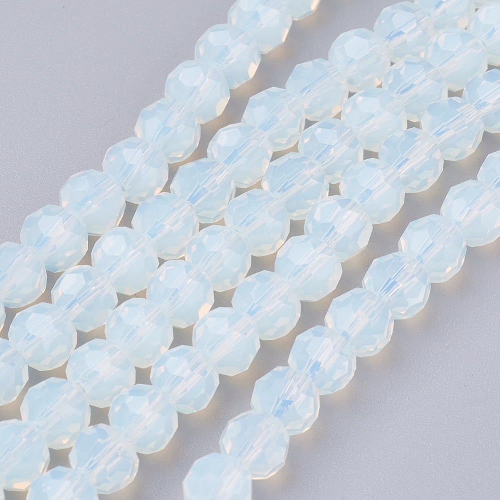 PandaHall Opalite Beads Strands, Faceted Round, 6mm, Hole: 1mm; about 100pcs/strand, 22.6" Opalite Round