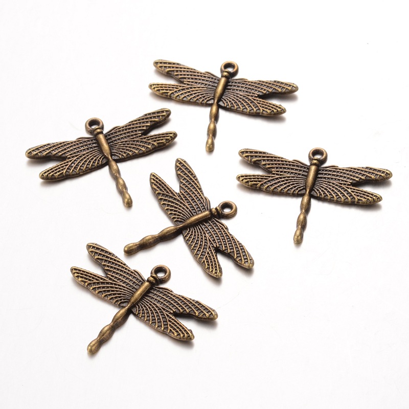 PandaHall Dragonfly Alloy Pendants, Lead Free and Cadmium Free, Antique Bronze Color, about 28mm long, 35.5mm wide, 2mm thick, hole: 1.5mm...