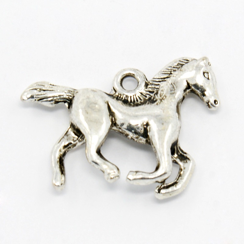 PandaHall Metal Alloy Pendants, Lead Free and Nickel Free, Horse, Antique Silver, 21.5x16.5x3.5mm, Hole: 1.5mm Alloy Horse