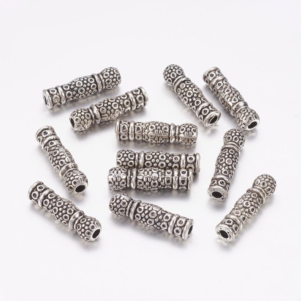 PandaHall Tibetan Style Tube Beads, Lead Free & Nickel Free & Cadmium Free, Antique Silver, about 6.2mm wide, 22.5mm long, hole: 3mm Alloy...