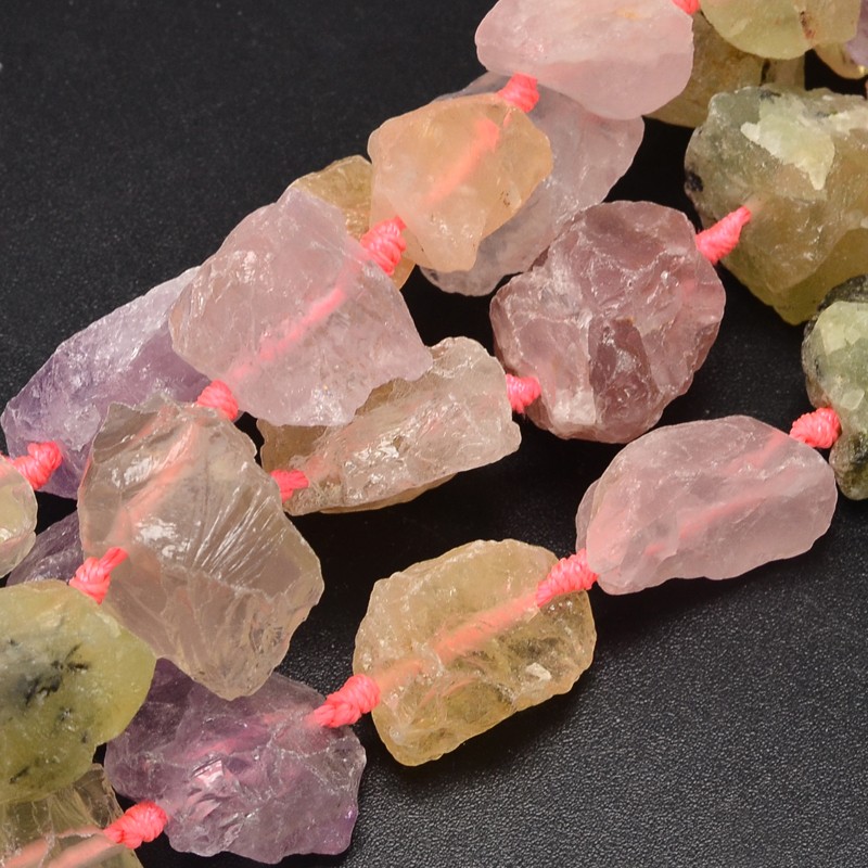 PandaHall Nuggets Natural Quartz Bead Strands, 16~28x9~20x10~25mm, Hole: 1mm; about 16~17pcs/strand, 15.5" Other Quartz Nuggets