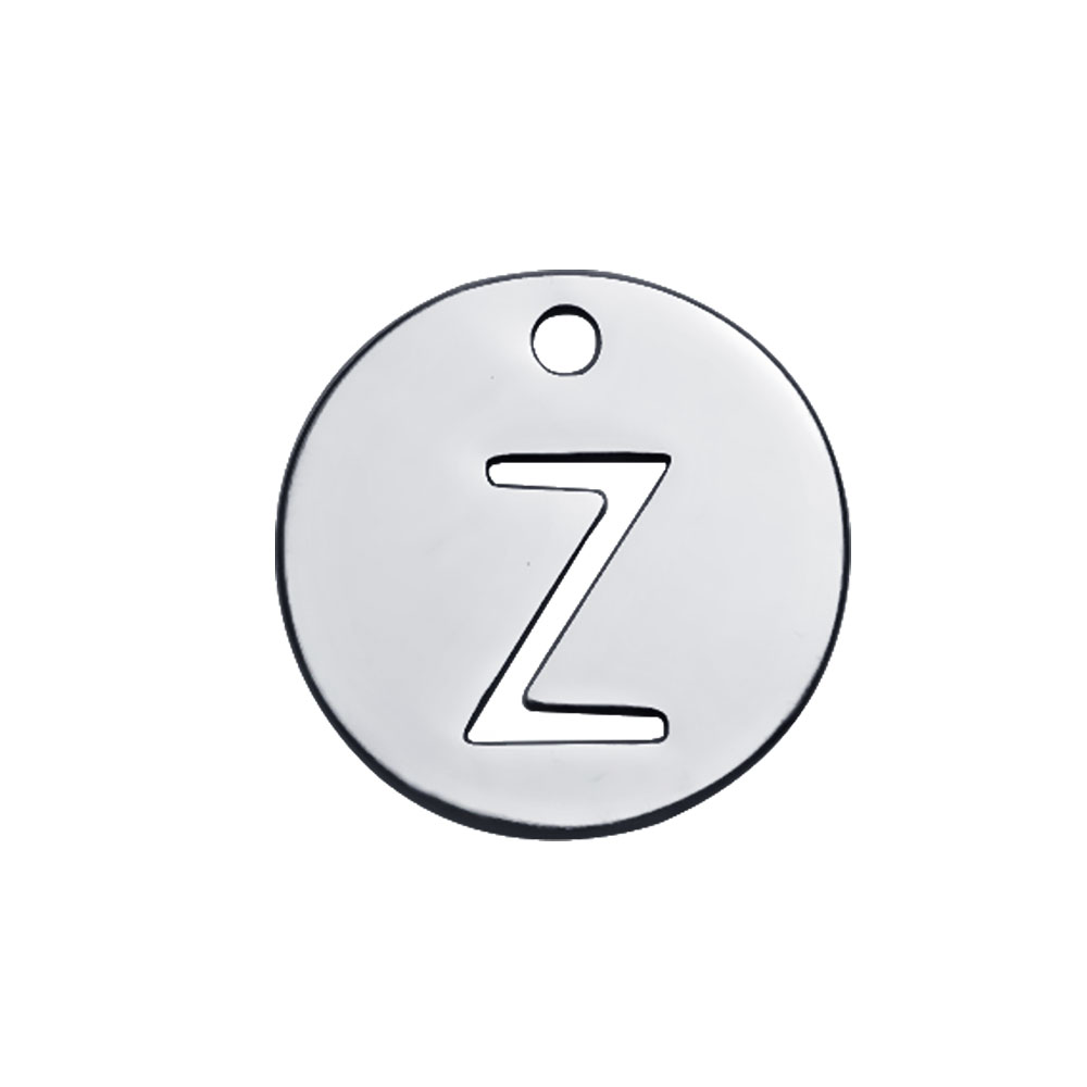 PandaHall 304 Stainless Steel Charms, Flat Round with Letter, Stainless Steel Color, Letter.Z, 12x1mm, Hole: 1.5mm Stainless Steel Flat...