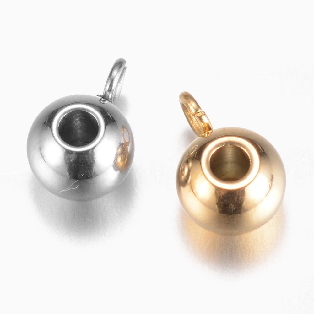 PandaHall 304 Stainless Steel Hanger Links, Rondelle Bail Beads, Mixed Color, 9x5x6mm, Hole: 2mm Stainless Steel Rondelle Multicolor