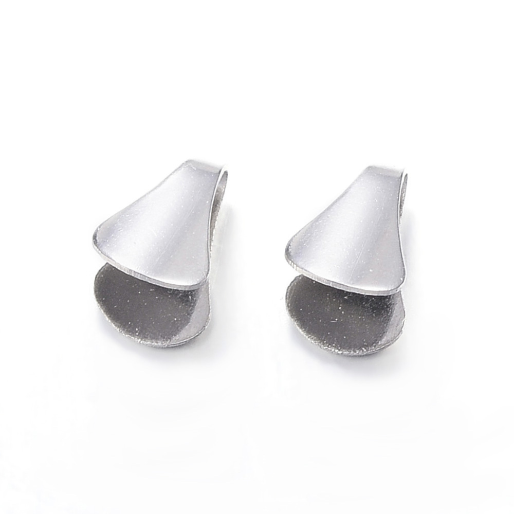 PandaHall 304 Stainless Steel Folding Crimp Cord Ends, Stainless Steel Color, 7x5x6mm Stainless Steel