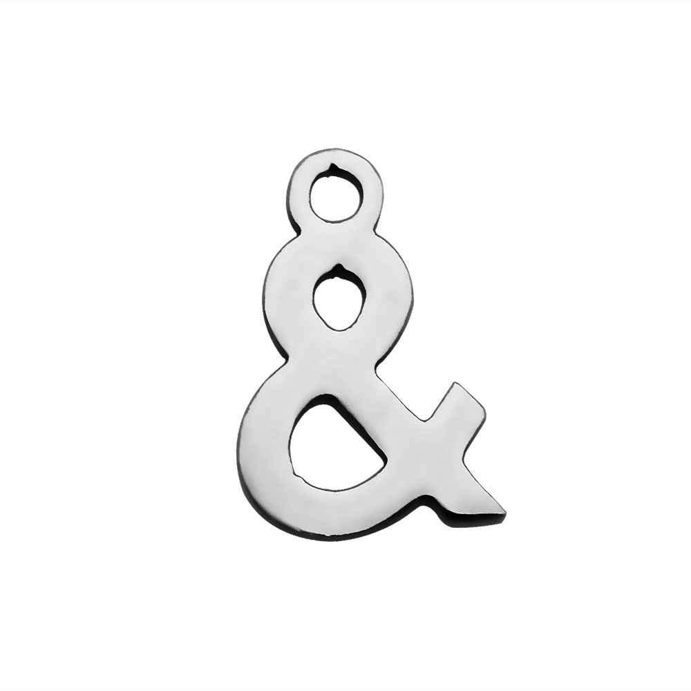 PandaHall 304 Stainless Steel Charms, And Mark, Stainless Steel Color, 12x8x1.2mm, Hole: 1.5mm Stainless Steel Mark