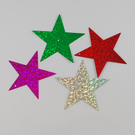 PandaHall Plastic Paillette Beads, Sequin Beads, Star, Mixed Color, 50x50x0.3mm, Hole: 1mm Plastic Star Multicolor