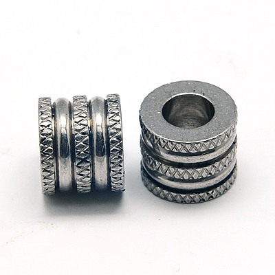 PandaHall 304 Stainless Steel Beads, Column, 12x10mm, Hole: 6mm Stainless Steel Column