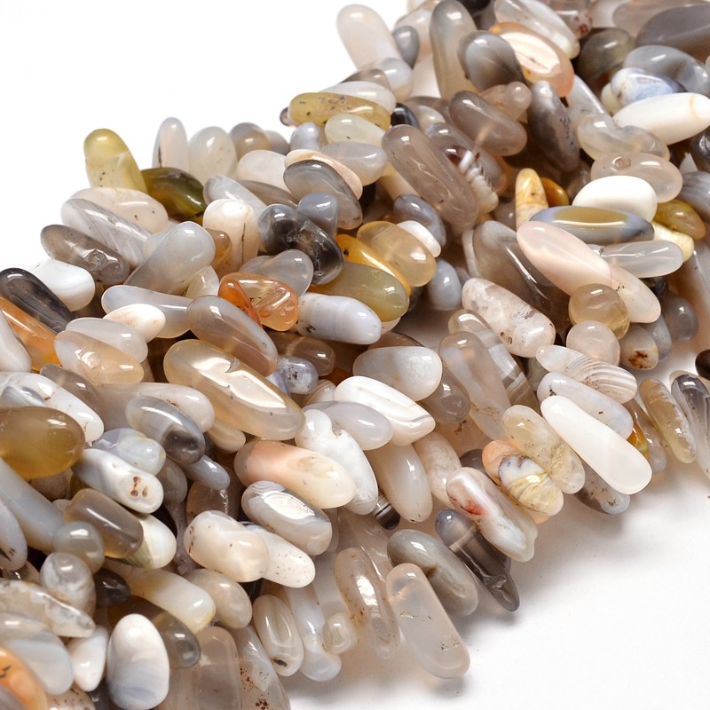 PandaHall Natural Botswana Agate Chip Beads Strands, 8~30x5~12mm, Hole: 1mm; about 15.3"~15.7" Botswana Agate Chip