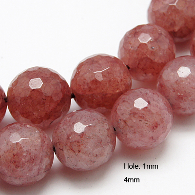 PandaHall Natural Strawberry Quartz Beads Strands, Faceted, Round, 4mm, Hole: 1mm Other Quartz Round Red