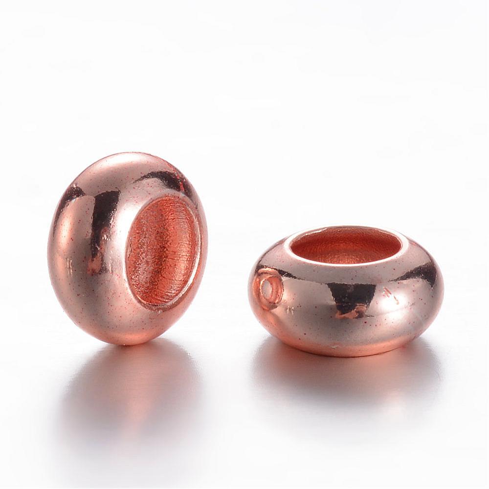 PandaHall Brass Bead Spacers, Rondelle, Rose Gold, 8x4mm, Hole: 4mm Brass Rondelle