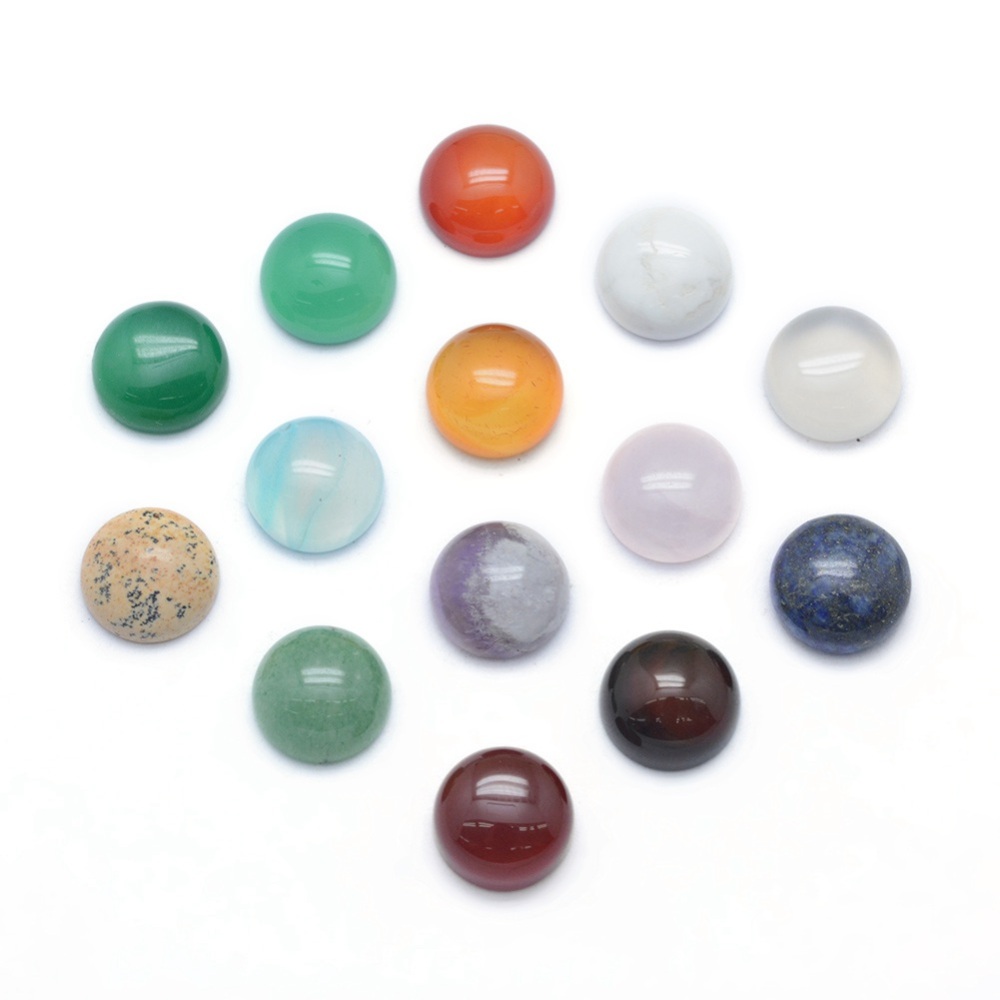 PandaHall Natural Gemstone Cabochons, Half Round, 10x4~5mm Mixed Stone Half Round