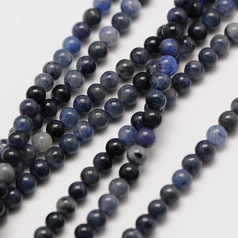 PandaHall Natural Gemstone Sodalite Round Beads Strands, 3mm, Hole: 0.8mm; about 126pcs/strand, 16" Sodalite Round