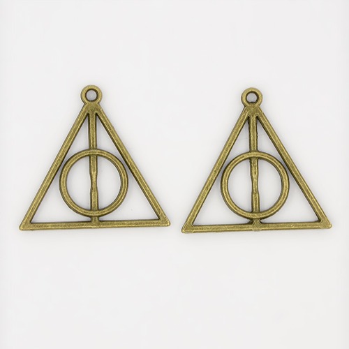 PandaHall Tibetan Style Zinc Alloy Pendants, Cadmium Free & Nickel Free & Lead Free, Triangle with Ring, Antique Bronze, 30.5x32x2.5mm, Hole...