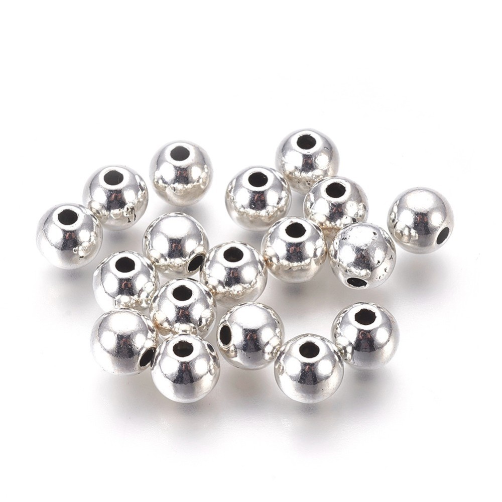 PandaHall Tibetan Style Bead Spacers, Lead Free, Nickel Free and Cadmium Free, Round, Antique Silver, about 7.5mm in diameter, hole: 2mm...