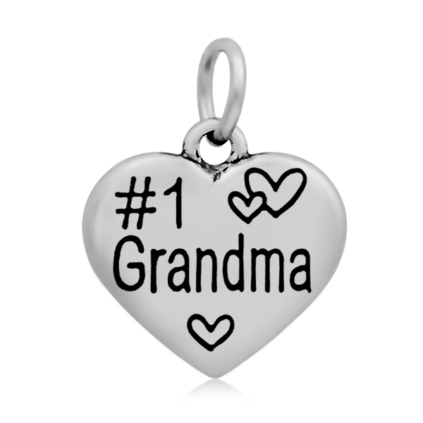 PandaHall 316 Stainless Steel Enamel Pendants, Heart with Word Grandma, Stainless Steel Color, 16x16.5x4mm, Hole: 5mm Stainless Steel+Enamel...