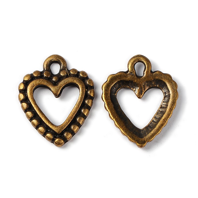 PandaHall Antique Bronze Plated Hollow Heart Charms Pendants for Jewelry Making, Lead Free, Cadmium Free and Nickel Free, 18mm long, 14mm...