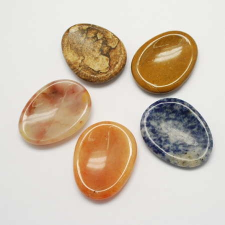 PandaHall Gemstone Display Decorations, for Finger Health, Oval, Mixed Color, 43~46x33~36x8mm Gemstone Oval Multicolor