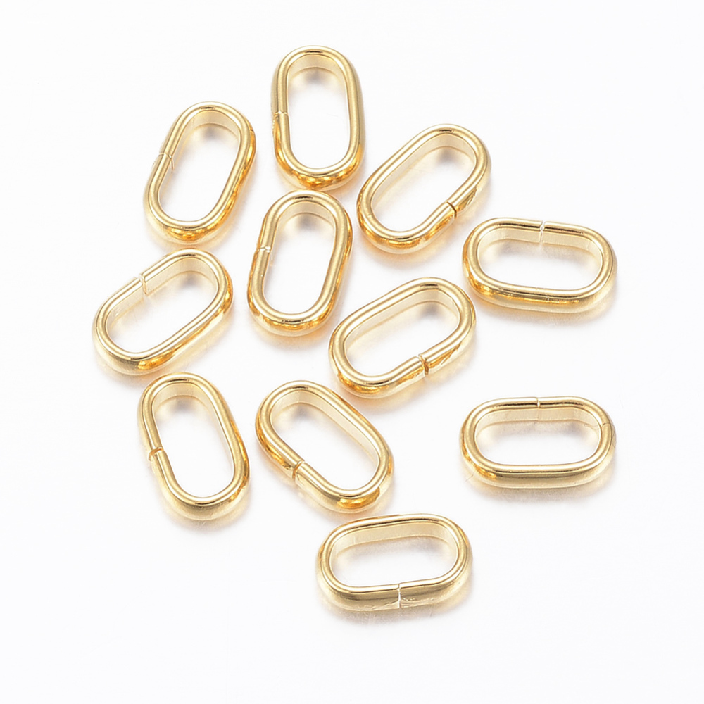 PandaHall 304 Stainless Steel Link Rings, Close but Unsoldered, Oval, Golden, 9x5.5x2mm, Hole: 7x3.5mm Stainless Steel Oval