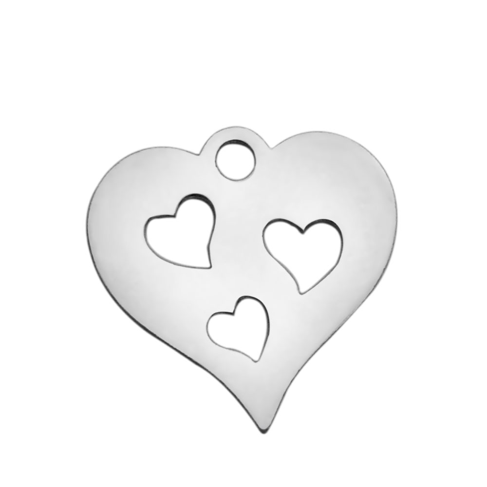PandaHall 304 Stainless Steel Charms, Heart, Stainless Steel Color, 14.9x14.7mm Stainless Steel Heart