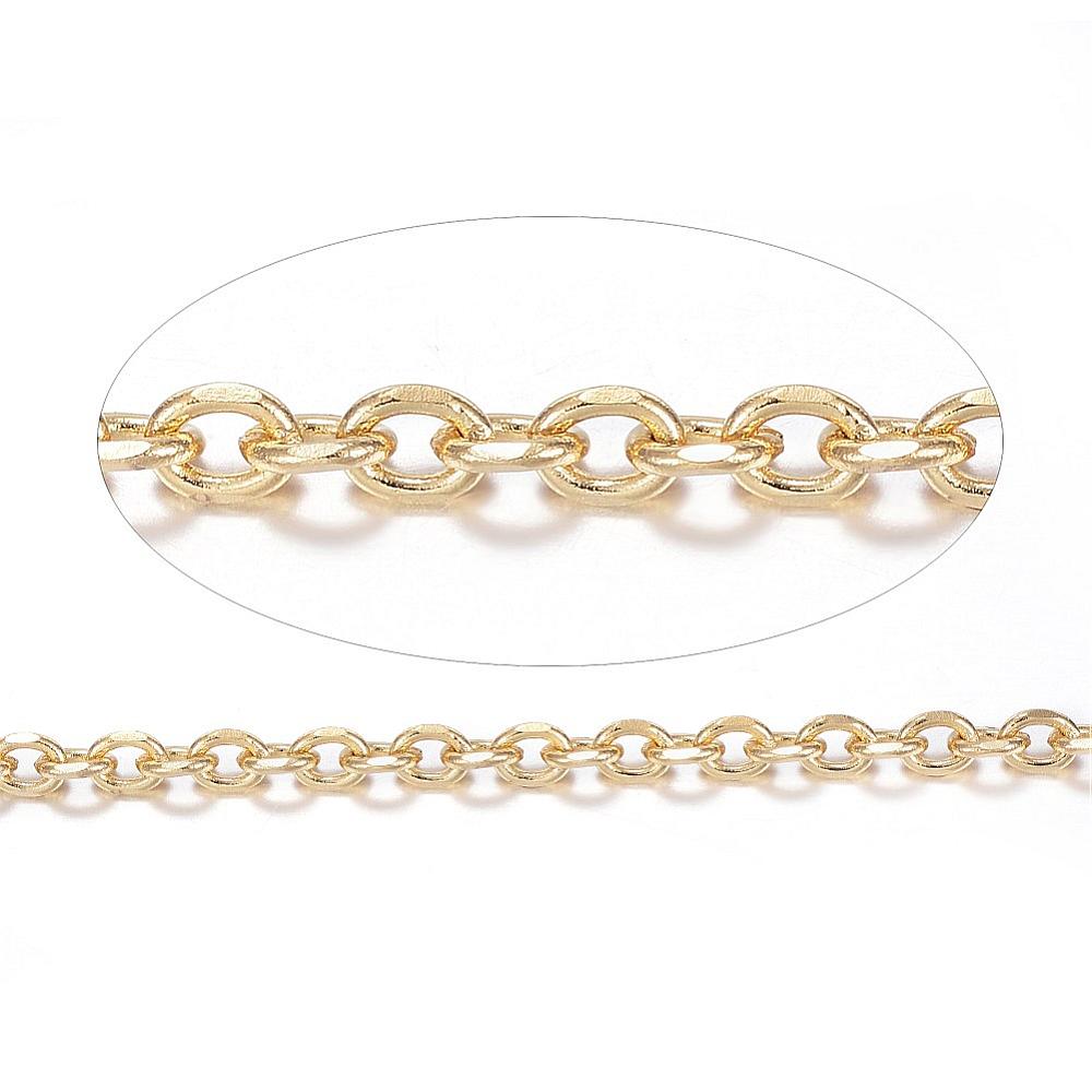 PandaHall 304 Stainless Steel Cable Chains, with Spool, Golden, 4x3x1mm; about 20m/roll Stainless Steel