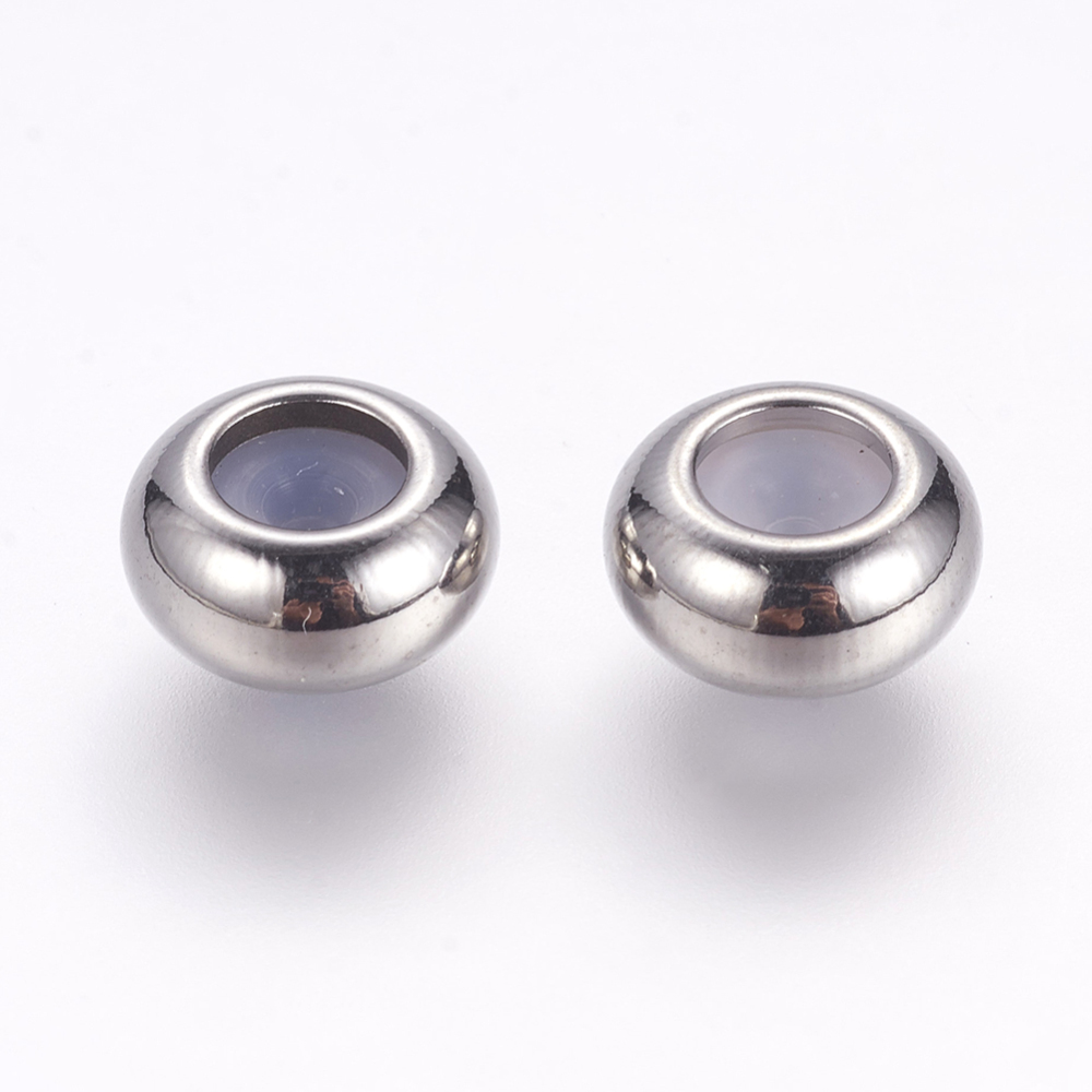 PandaHall 304 Stainless Steel Beads, Flat Round, Stainless Steel Color, 10x4.5mm, Hole: 3.5mm Stainless Steel Flat Round