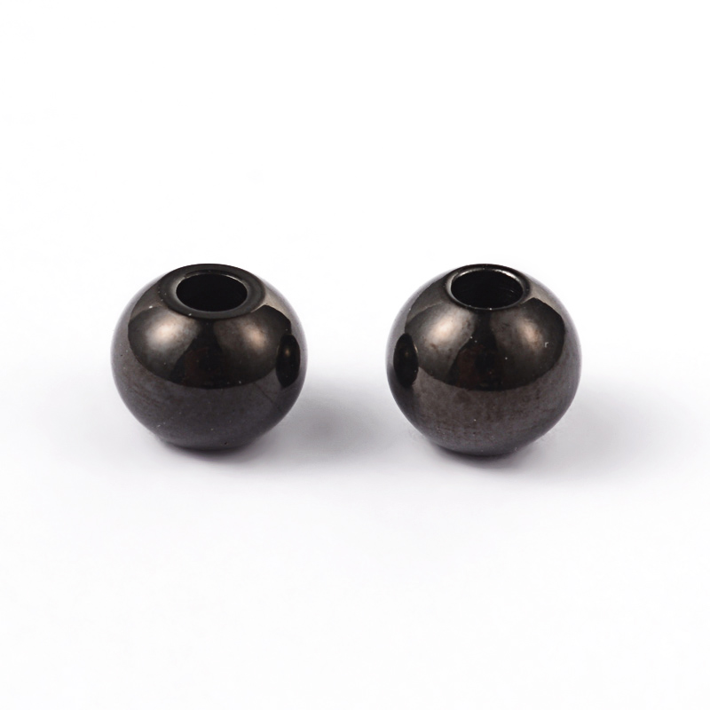 PandaHall Round 304 Stainless Steel Spacer Beads, Gunmetal, 6mm, Hole: 2mm Stainless Steel Round
