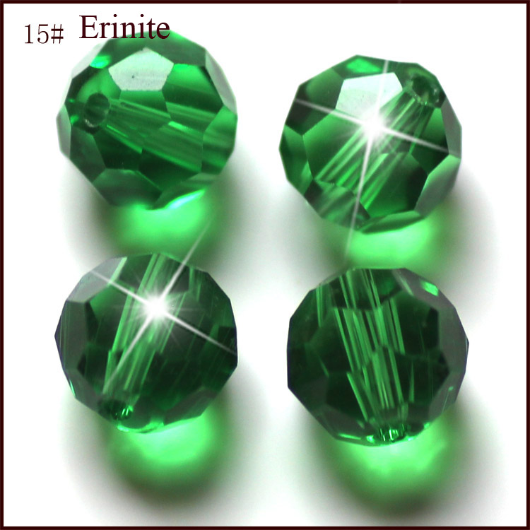 PandaHall Imitation Austrian Crystal Beads, Grade AAA, Faceted, Round, Green, 10mm, Hole: 1mm Glass Round Green